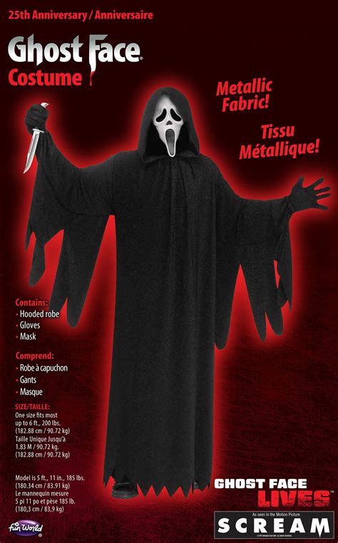 ghostface costume metallic fabric|25th anniversary ghost face costume.